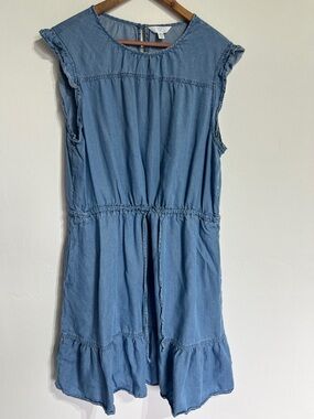 Time and Tru Light Blue Chambray Drawstring Women’s Dress